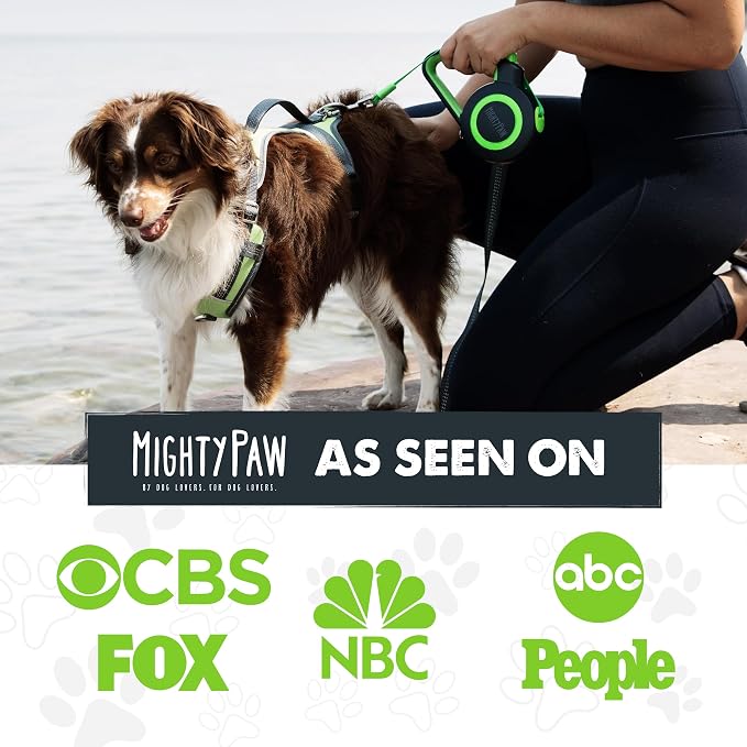 Mighty Paw Retractable Dog Leash 2.0, 16 Ft, for Medium Dogs, Heavy Duty | Reflective Nylon Tape, Tangle-Free Swivel Clip, One-Touch Quick-Lock Brake, Reflective Ring, Anti-Slip Handle - Image 5
