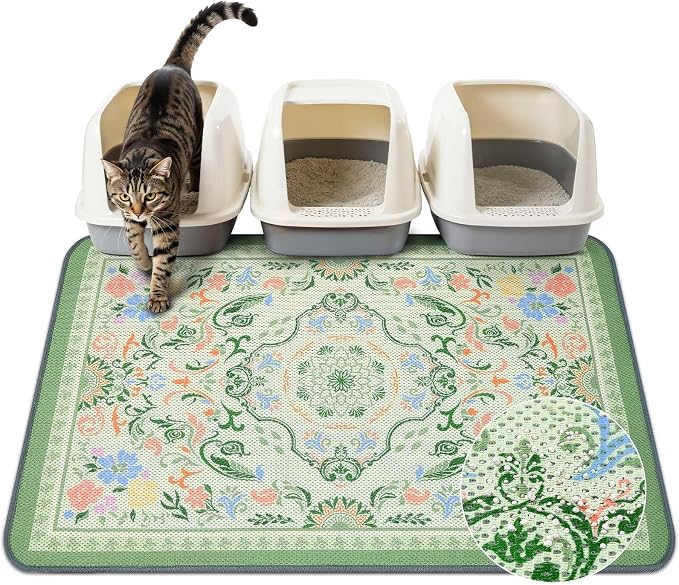 Unicorn Catcher 40"x30" Cat Litter Mat Machine Washable Litter Trapping Pad | Kitty Paw Friendly Padding With Breathable 3D Air Mesh Technology And A Non-Slip Base To Keep Home Floors Debris-Free by UnicornCatcher