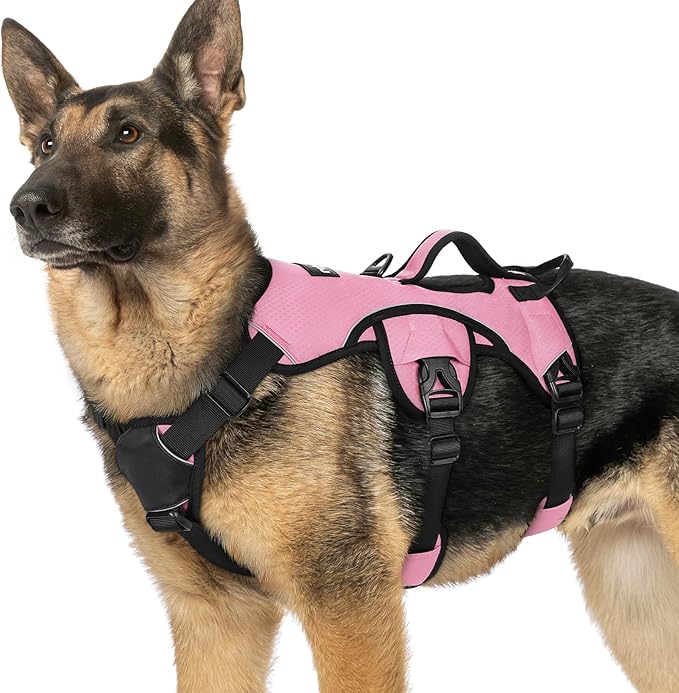 rabbitgoo Escape Proof Dog Harness for X-Large, No Pull with Lift Handle | No Escape, Full Soft Padded, Reflective Adjustable Vest, Leash Clip for Walking Hiking Training, Pink, X-Large by rabbitgoo