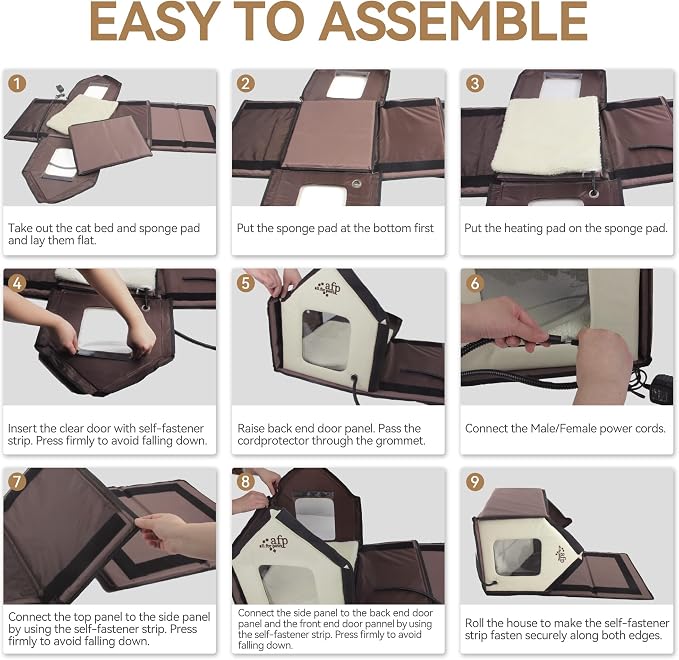 ALL FOR PAWS Heated Cat House, Indoor Cats Home for Winter with Heated Pad, Cat Houses & Condos, Heater Cat Bed for Feral Kitty, Thermo Kitty Home - Image 8