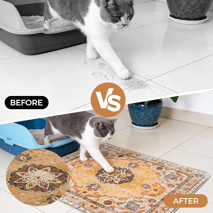 Homimp Cat Litter Mat, Litter Trapping Mat 2 Pack, Contains Mess from Box, Protects Floors,Urine Waterproof,Non-slip,Less Waste Cat Litter Box Mat,Soft on Kitty’s Paws,Washable,Absorbent,Khaki 18"X24" - Image 5