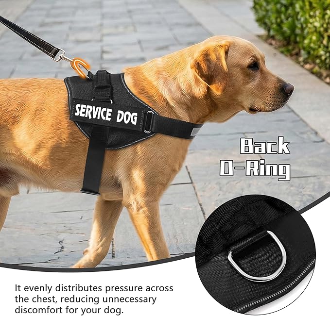 MUMUPET Service Dog Vest, No Pull & Reflective Dog Harness, Black, M | Easy Control Handle, Soft & Breathable Padding, Adjustable Fit for Small to Large Dogs, 2 Removable Patches - Image 4