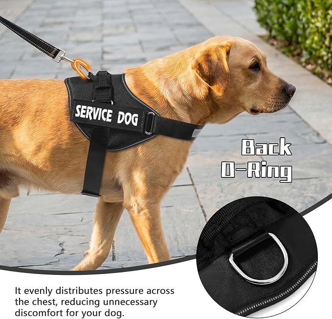 MUMUPET Service Dog Vest, No Pull & Reflective Dog Harness, Black, L | Easy Control Handle, Soft & Breathable Padding, Adjustable Fit for Small to Large Dogs, 2 Removable Patches - Image 4