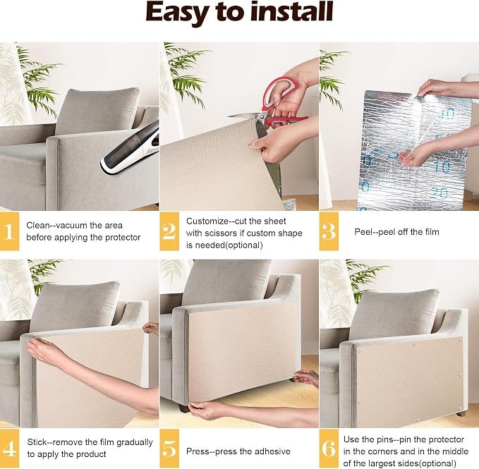 Cat Scratch Furniture Protector, 78.7"x15.8" Cat Scratch Pad for Couch | Trimmable Self-Adhesive DIY Sofa Wall Cats Tower Mat, Replacement Pads from Pet Claws, Beige - Image 4