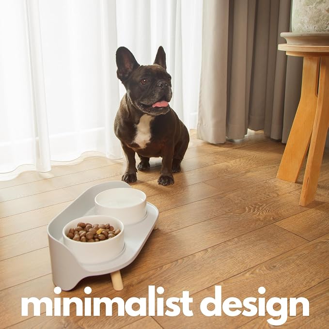 A4DOG Ceramic Dog Bowls with Stand - Elevated Dog Water and Food Bowl Set 13.5oz Cat & Dog Feeding Station Spill Proof Splash Proof Raised Pet Food Bowls for Dogs, No Mess Pet Feeder - Gray - Image 9