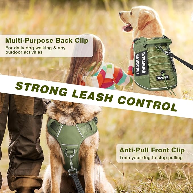 WINSEE Service Dog in Training Mesh Harness with 10 Removale Pet Patches | Breathable material, adjustable straps, reflective trim, lightweight but durable, great for training, walks, and outings - Image 3