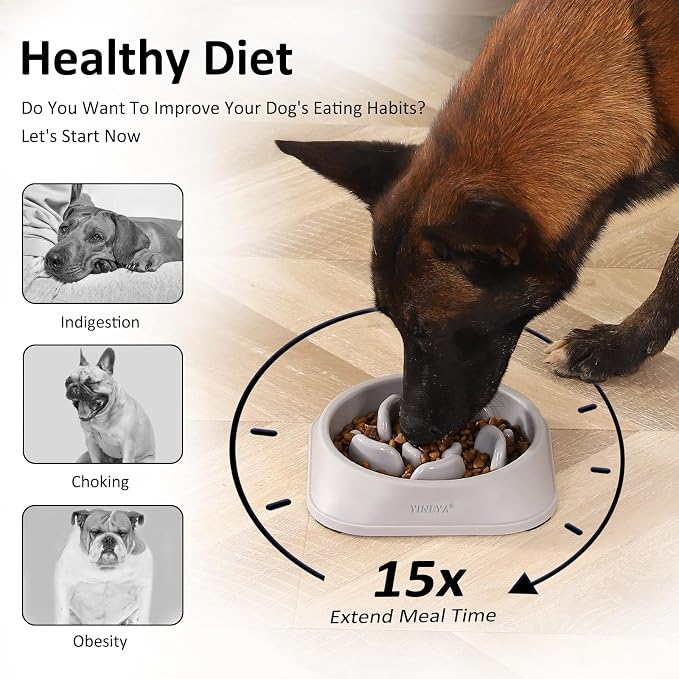 YINEYA 2PCS Slow Feeder Dog Bowls, Pet Supplies that Slow Down Eating, Pet Food Bowls, Maze Dog Puzzle Feeder for Medium Breed - Image 3
