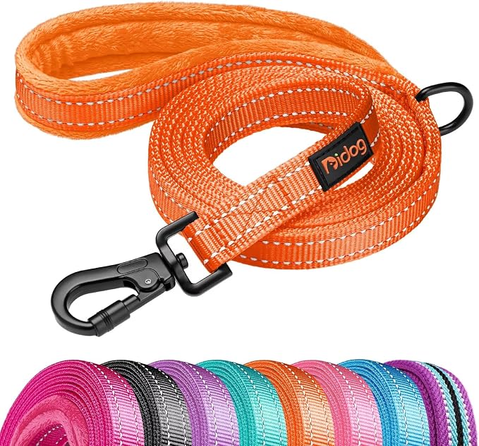 Didog 6FT Reflective Dog Leash for Medium Large Dogs,Slim 3/4" Width,Orange | Soft Padded Handle, Plush Comfort Grip, Tangle-Free, 360°Heavy-Duty Strengthened Clasp for Daily Walks/Training, Night Safety by Didog