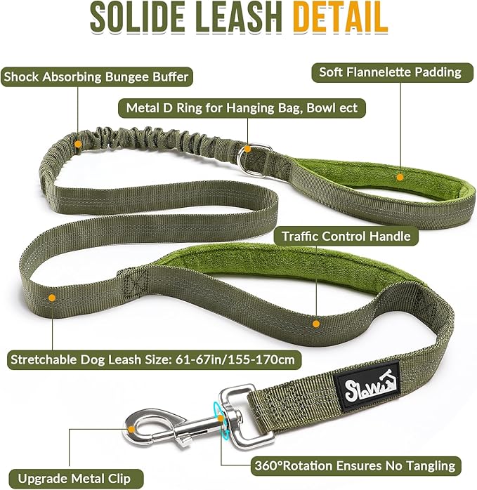 Lukovee No Pull Dog Harness and Leash Set, Soft Padded Vest with Front Clip | Adjustable, No Choke, Reflective,Durable Easy Control Pet Vest Harness for Safe Walking for Medium Large Dogs (Green, S) - Image 8