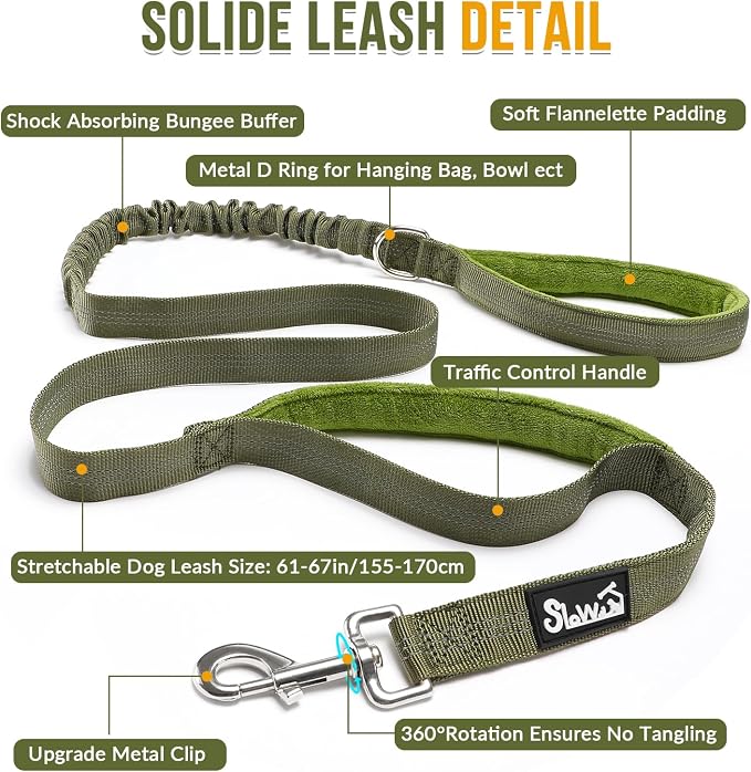 SlowTon No Pull Dog Harness with Front Clip - Heavy Duty, Soft Padded | Neck & Chest Adjustable, Tactical Pet Vest and Leash Set for Large Medium Sized Dogs, for Easy Walk & Training, Green M - Image 4