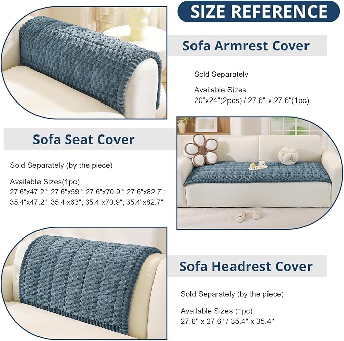 OstepDecor Couch Cover for Dogs, Washable Non Slip Sofa Cover for Pets | Soft Couch Covers for Sofa, Loveseat and Sectional, Furniture Protector Against Pet Hair & Dirt (35.4" x 35.4", Blue) - Image 3