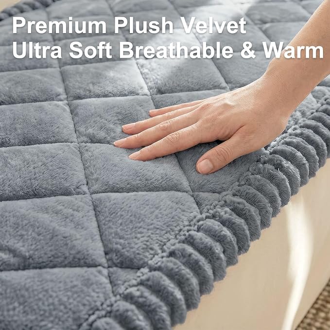 Smiry Non Slip Couch Cover for Dogs, Fuzzy Plush Pet Sofa Protector | Washable Furniture Cover for Large Dogs & Cats, Scratch & Dirt Resistant, For 3 Cushion Couch, Grey, 35.4"x88" - Image 5