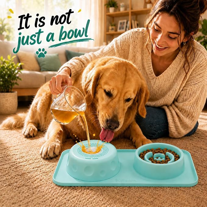 2 in 1 Silicone Slow Feeder Dog Bowl & Lick Bowl,Pet Feeding Bowl | Food Grade Silicone for Slow Eating, Anxiety Relief & Mental Stimulation, Non-Slip Dog and Cat Bowl - Image 4