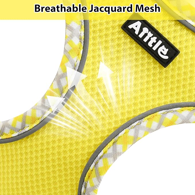 Small Dog Harness and Leash Set with Strong Magic Tape, Yellow XS | No Pull Step-in Vest for Puppy, Breathable Mesh, Reflective & Escape-Proof Design, Outdoor Use for Chihuahua, Maltese - Image 7