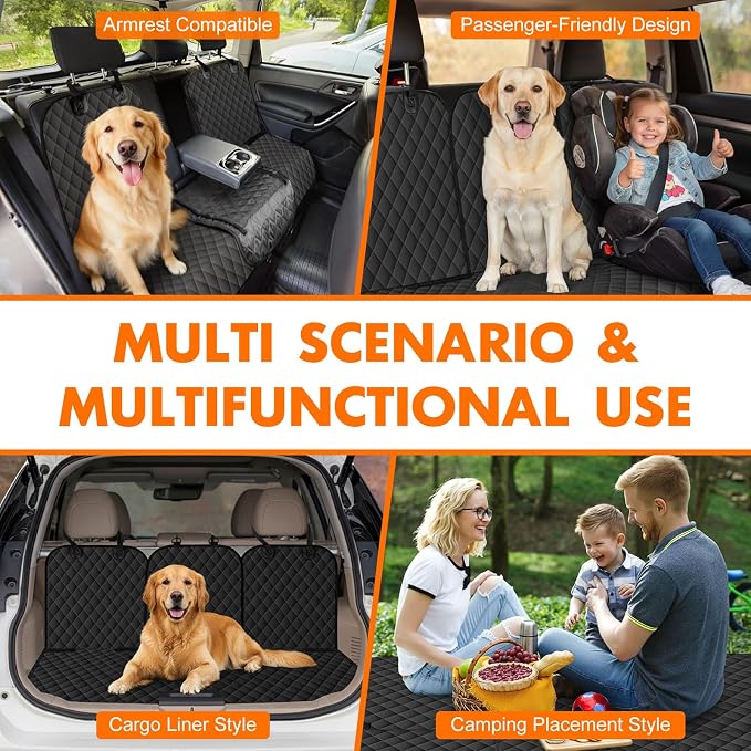 NECKORY Dog Car Seat Cover for Back Seat, Fits Cars/SUVs/Trucks, S-Black - Image 6