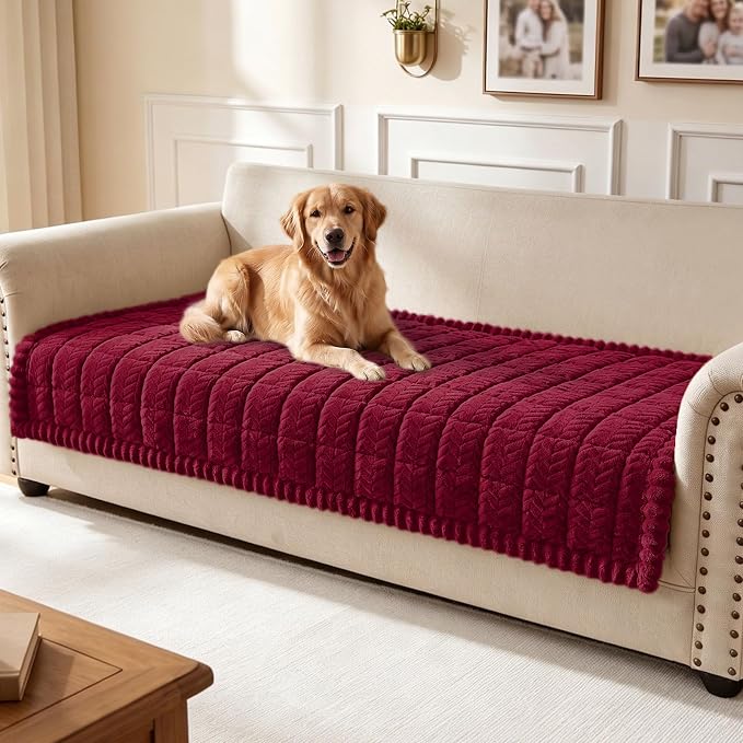 Smiry Couch Cover for Dogs, Non Slip Fuzzy Pet Sofa Covers Washable | Sofa Slipcovers for 3 Cushion Couch, Soft Thick Furniture Protector for Cats Dogs, Against Fur, Dirt, Scratch (35.4"x70.9") by Smiry