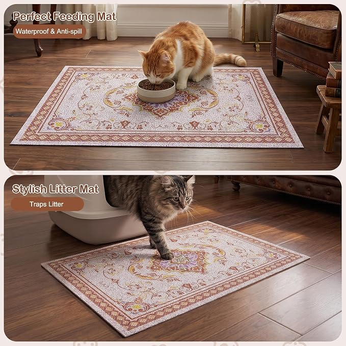 Glittme Cat Litter Mat, 33"x22" Non-Slip Washable Trapping Mat for Cats | Litter Trapping Mat With Thick PVC Coil To Catch Scatter, Soft On Paws And Waterproof Bottom To Protect Floors - Image 7