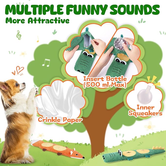 XIUGOAL Dog Toys for Chewers, 2 Pack No Stuffing Dog Toys for Boredom and Teething, Squeaky Chew Toy for Small, Medium Breed to Keep Them Busy - Image 5