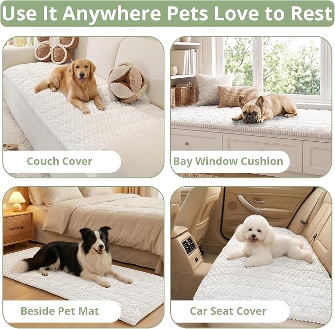 OstepDecor Couch Cover for Dogs, Washable Non Slip Sofa Cover for Pets | Soft Couch Covers for Sofa, Loveseat and Sectional, Furniture Protector Against Pet Hair & Dirt (27.6" x 27.6", White) - Image 2