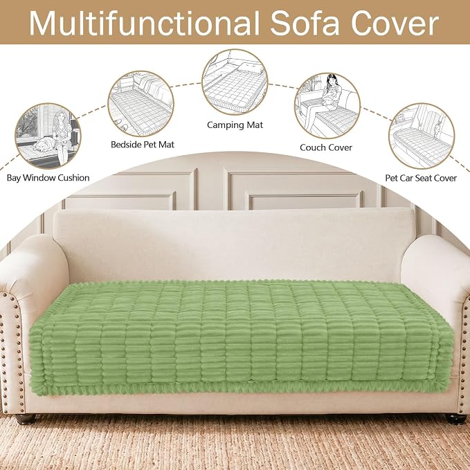 hyha Couch Cover for Dogs, Washable Non Slip Plush Flannel Sofa Protector | Thick Flannel, Anti-Slip Backing, Pet Hair & Scratch Protection, Fits Sofa & Loveseat (35.4" x 88") - Image 3