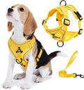 Dog Harness Medium Sized Dog Pet Vest with Leash Set Yellow L | Adjustable Puppy Vest Harness, No Choke No Pull, Soft Padded, Step-in Dog Vest, Reflective Cat Harness, Breathable Air Mesh by Unknown