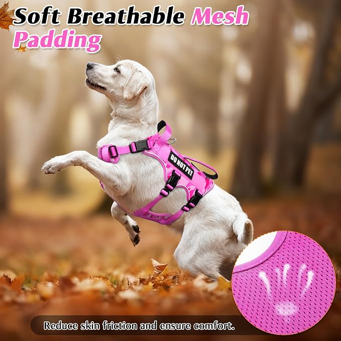 WINSEE Escape Proof Dog Harness with Double Handle+4 Removable Patches | Service Working Molle Harness with Double Handle for Large Dogs, Tactical Pet Reflective Vest for Walking Hiking Hunting - Image 8