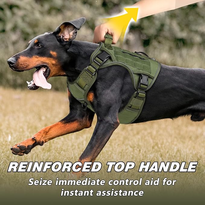 WINGOIN Tactical Dog Harness for Large Dogs,No Pull Heavy Duty Dog Harness | with Handle,Adjustable Reflective,Green Military K9 Style,Big Size Dog Vest,for German Shepherd,for Walking Hiking Hunting - Image 3