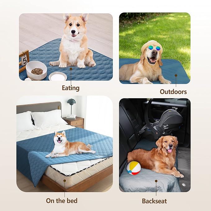gogobunny 100% Double-Sided Waterproof Dog Bed Cover Pet Blanket Sofa Couch Furniture Protector for Puppy Large Dog Cat, Reversible (82x120 Inch (Pack of 1), Dark Blue/Light Blue) - Image 9
