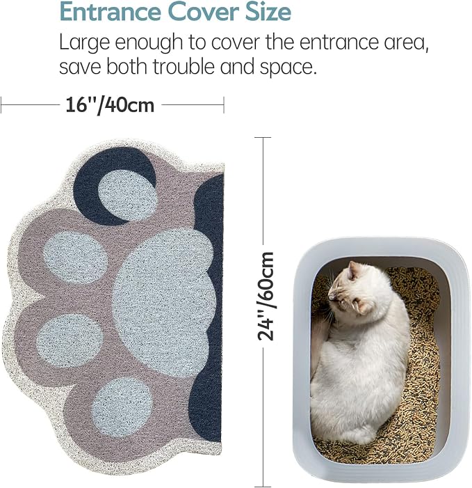 Cute Cat Litter Mat 24”x16”, Litter Box Mat, Litter Trapping Mat, Soft on Kitty Paws, Easy Clean, Anti Slip, Pet Accessories, Door Floor mats - Blue Grey60*40 - Image 3