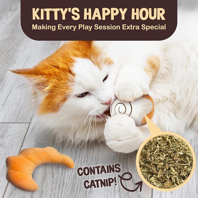 SunGrow Catnip Buns, Physical and Mental Enrichment Instruments for Felines, for Cat Entertainment and Relaxation, Cute Bread-Shaped Stuffed Companions, Soft Flanellete Material, 6 Pieces per Pack - Image 5