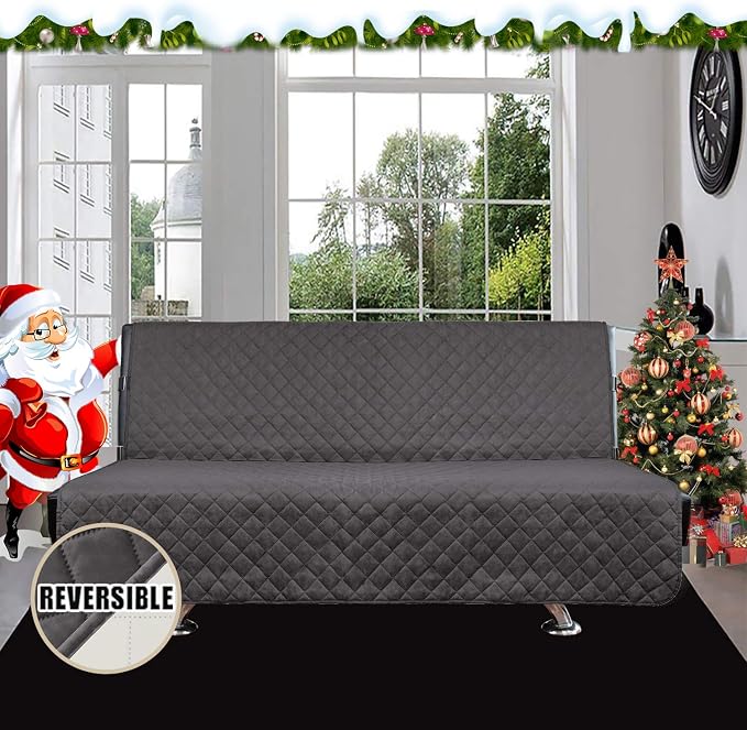 Easy-Going Reversible Couch Cover, Large Futon Sofa, Gray/Ivory | Machine Washable Slipcover For Dogs, Water Resistant Furniture Mat For Living Room, Non-Slip Sofa Cover, Pet Friendly - Image 2