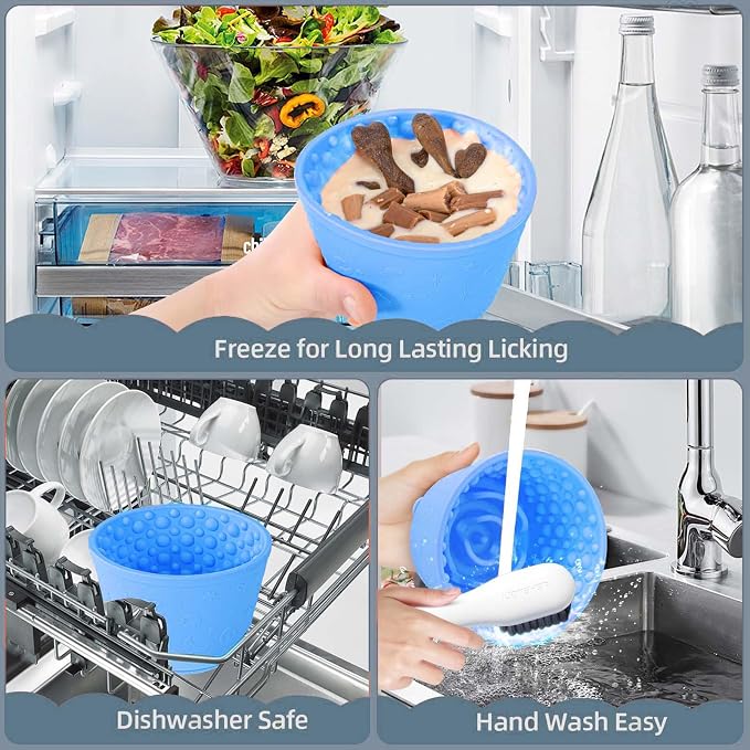 Dog Lick Bowl, Non-Slip Freeze Slow Feeder Small Medium, 1.6 Cup | Anxiety Relief & Distraction, Enrichment, Puzzle Feeder, BPA-Free Silicone, Dishwasher & Microwave Safe, for Dogs - Image 7