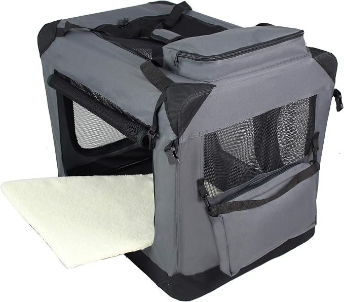 EliteField 3-Door Soft Dog Crate with Bed & Carrying Bag (2-Year Warranty) | 3 Mesh Doors, Steel Frame, Removable & Washable Crate Cover and Bed Cover, Storage Pockets, Indoor/Outdoor, Foldable - Image 3