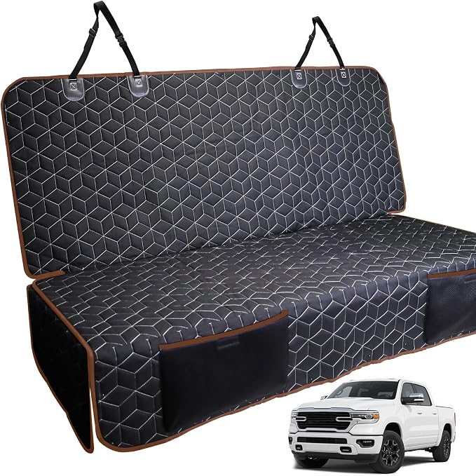 Meginc Bench Seat Covers for Trucks,Dog Car Seat Covers for Ford f150/Ram1500/Nissan Frontier/Toyota Tacoma/GMC Canyon,Nonslip Truck Seat Cover for Dogs (Brown) by Meginc