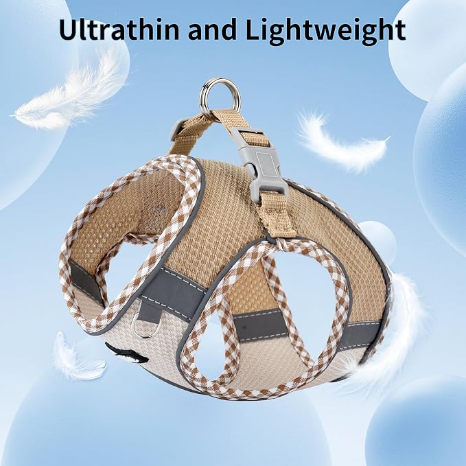 Dog Harness and Leash Set with Breathable Mesh, Brown-Beige M | No Pull Step-in Vest, Reflective & Escape-Proof Design with High-Stick Magic Tape, Indoor/Outdoor Use for Teddy, Schnauzer - Image 9