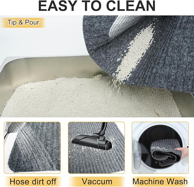 BEAUTYZOO Cat Litter Box Mat,20"x 28" Kitten Litter Trapping Mat,Waterproof | Non-Slip Litter Mats for Floor Scatter Control,Absorbent Urine-Proof,Soft on Paws & Easy to Clean,Indoor Cats Toilet Training - Image 6