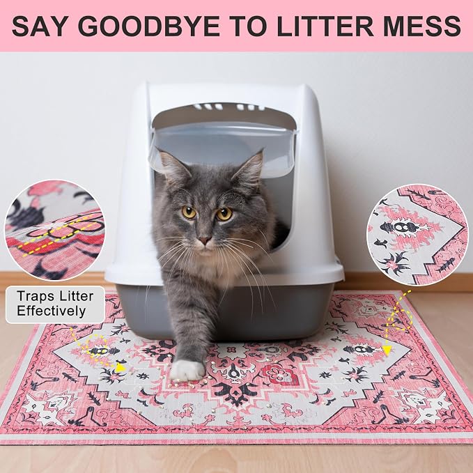 BEAUTYZOO Cat Litter Mat, 20" x 28" Litter Trapping Mat, Waterproof | Scatter Control, Absorbent Urine‑Proof, Soft On Paws, Non‑Slip, Machine Washable, For Indoor Cats & Kittens, Floor Use - Image 2