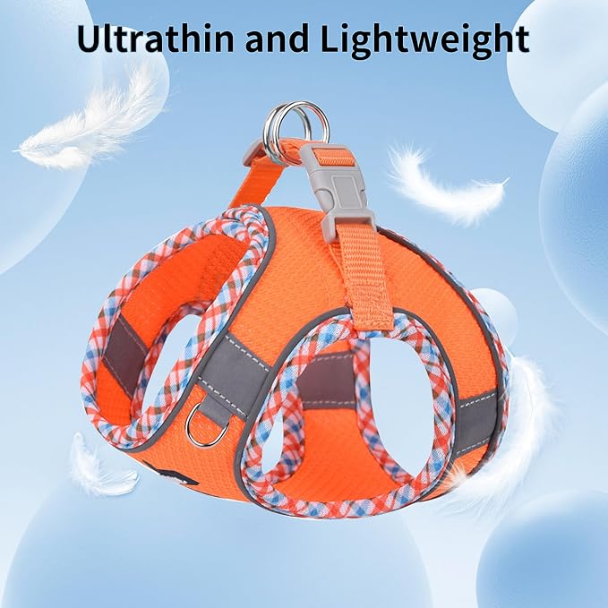 Teacup Puppy Harness with Leash, Escape-Proof Design, Orange S | No Pull Step-in Dog Vest Harness, Breathable Mesh, Reflective Design with Magic Tape, Outdoor Use for Poodles, Pomeranians - Image 7