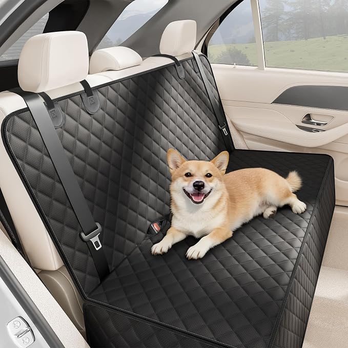 Back Seat Cover for Dogs, Bench Seat Cover Protector with Side Flaps | 600D Oxford, Waterproof Scratchproof Non-Slip Car Seat for Dogs, Velcro Openings for Child Seat Access, Fits Cars Trucks SUVs - Image 8