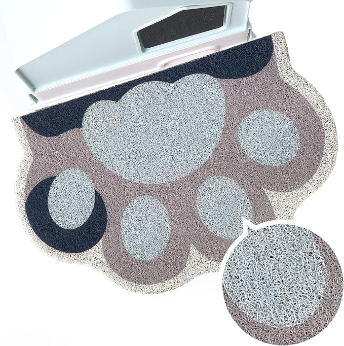 Cute Cat Litter Mat 24”x16”, Litter Box Mat, Litter Trapping Mat, Soft on Kitty Paws, Easy Clean, Anti Slip, Pet Accessories, Door Floor mats - Blue Grey60*40 by Rarenut