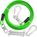 jenico Dog Tie Out Cable - 100 ft Heavy Duty Dog Lead for Yard | Outdoor Runner Cable with Swivel Hook and Shock Spring for Small Medium Large Dogs Up to 500 lbs Dog Tether for Yard Camping by jenico