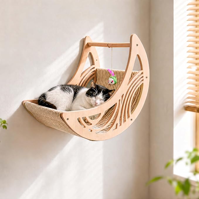 Moon & Star Cat Wall Shelves, Modern Cat Furniture Perch for Indoor Cats | Kitten Shelves with Decorative Cutouts, Space-Saving, Stable & Safe, Paintable, Pre-Drilled, Wood Cat Climbing System - Image 4