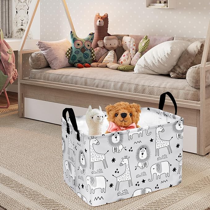 MAIZMZ Kids Storage Basket Baby Foldable Toys Organizer Bins Decorative Gifts Bakset Waterproof Nursery Hamper Women Storage Cube Kids Laundry Basket for Home/Dorm/Kitchen/Pet/Office/Closet/Shelf/ - Image 5
