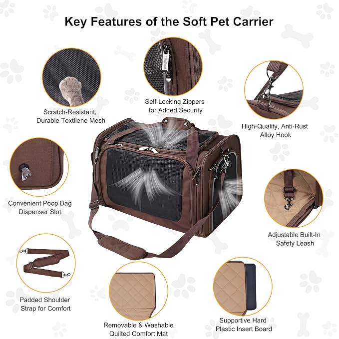 EliteField Deluxe Soft Pet Carrier for Cats and Dogs (3-Year Warranty) | Airline Approved, Waterproof Fabric, Scratch-Resistant Mesh, Expandable Mat, Built-In Leash, Suitcase Sleeve, Seat Belt Loops - Image 5