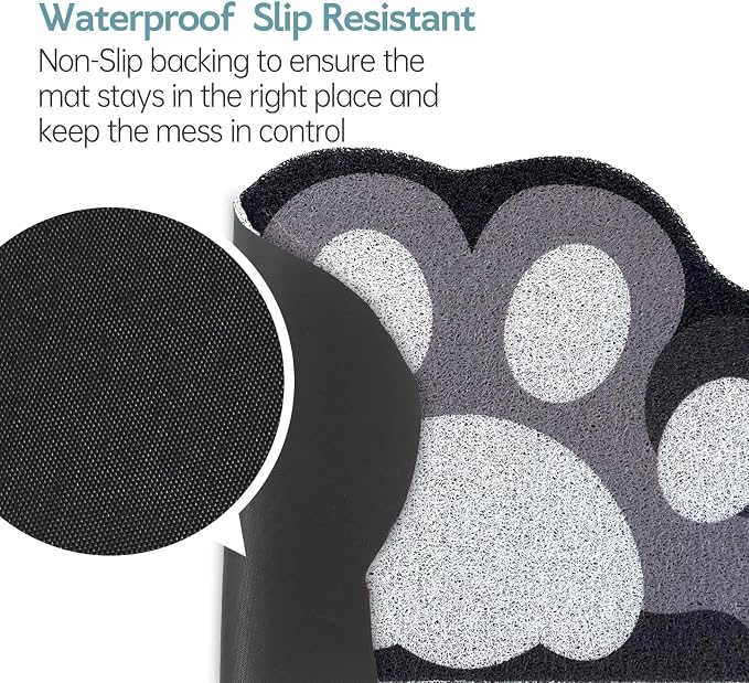 Cute Cat Litter Mat 24”x16”, Litter Box Mat, Litter Trapping Mat, Soft on Kitty Paws, Easy Clean, Anti Slip, Pet Accessories, Door Floor mats - Grey White60*40 - Image 5