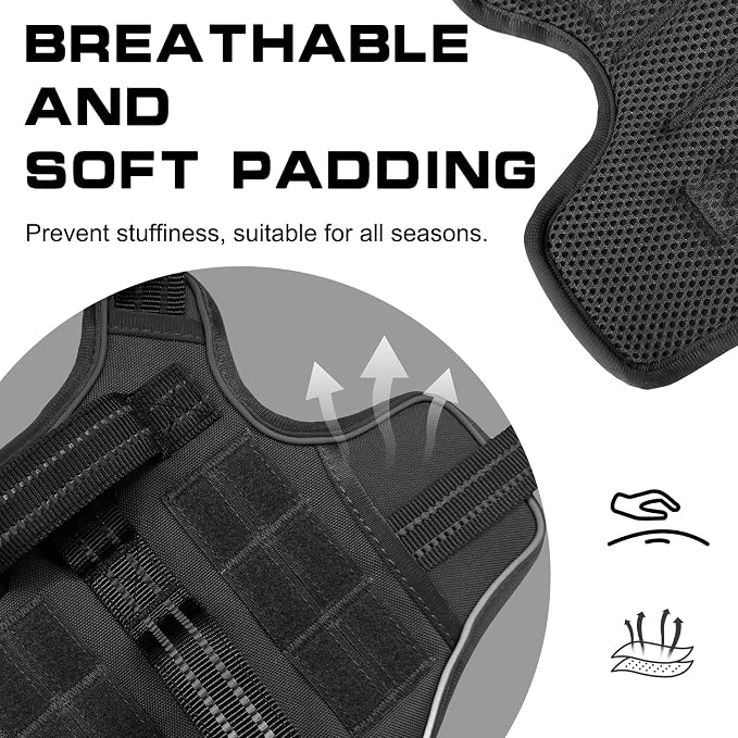 Dog Harness for Large Dogs, No Pull Tactical Vest with Front Clips | Easy Contrl Handle, Breathable Soft Padded, Adjustable, Reflective, Heavy Duty, Easy Take On & Off, Black Large - Image 7