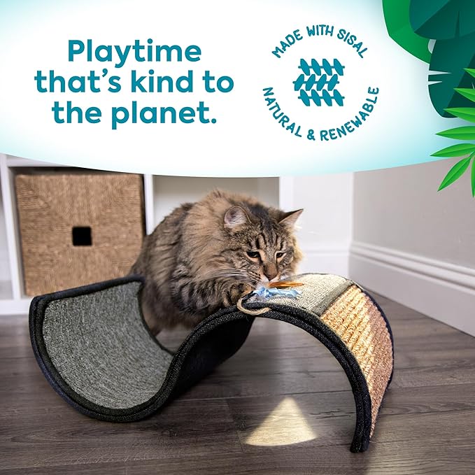 Petlinks Dream Curl Carpet Cat Scratcher, Dual-Surface Cat Scratching Post, Lounge & Hide Scratchers for Cats & Kittens, Gray, Furniture Protector, One Size Fits All Cats - Image 5