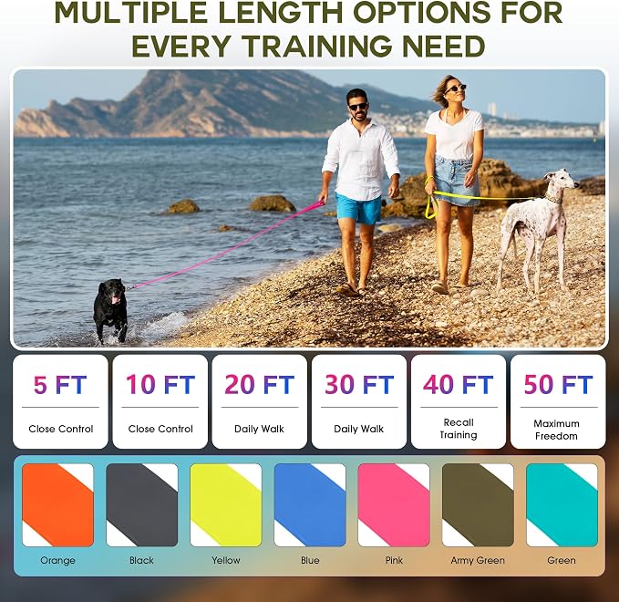 Wolfone Waterproof Dog Leash 40FT Long Line Recall Training Lead | Outdoor Dog Leash: Waterproof PVC coated training rope with easy clean design great for recall, swimming and adventures - Image 3