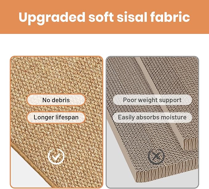 Extra Large Cat Scratcher Mat - Sisal-Style Scratching Rug for Indoor Cats | 31.5 x 14 in Upgrade Soft Sisal Horizontal Cat Floor Scratching Pad, Cat Scratching Rug Protect Furniture - Image 4