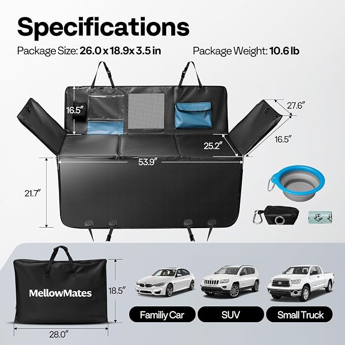 Dog Car Seat Cover for Back Seat 53" with Hard Bottom | PU Leather Back Seat Extender Holds 400LBS, Waterproof Anti-Scratch Backseat Cover for Dogs in Cars, SUV & Small Truck - Image 7